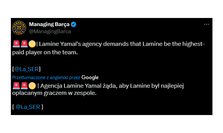 HIT! Tego ŻĄDA agent Lamine'a Yamala od Barcelony! O.o