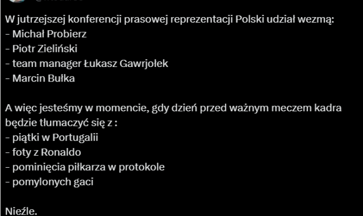 SKŁAD reprezentacji Polski na jutrzejszą KONFERENCJĘ! CO ZA SKŁAD xD