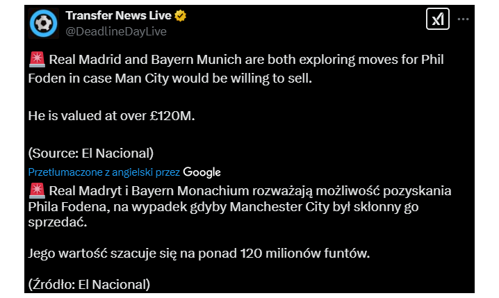 Real Madryt i Bayern ruszają po GWIAZDĘ Manchesteru City!