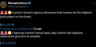 HIT! Tego ŻĄDA agent Lamine'a Yamala od Barcelony! O.o