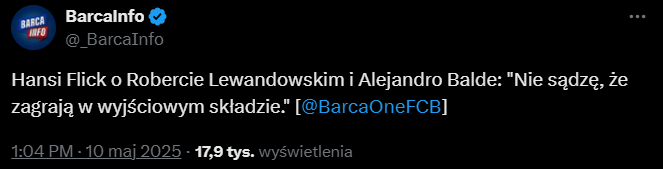 DECYZJA Flicka w sprawie gry Lewego w El Clasico!