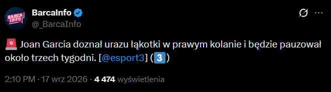 Joan Garcia KONTUZJOWANY Tyle potrwa PRZERWA bramkarza Barcelony!