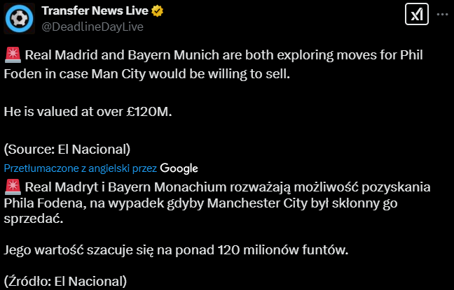 Real Madryt i Bayern ruszają po GWIAZDĘ Manchesteru City!