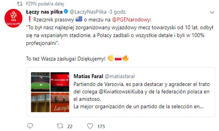 Rzecznik prasowy Urugwaju zachwycony organizacją meczu z Polską