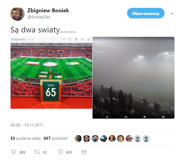 Zbigniew Boniek porównał mecz Ekstraklasy do Reprezentacji...