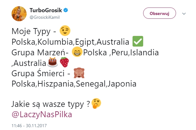 TurboGrosik typuje grupę Polski oraz grupę marzeń i śmierci!