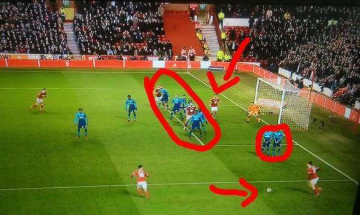 Amatorskie ustawienie piłkarzy Arsenalu przy golu na 0-1... xD
