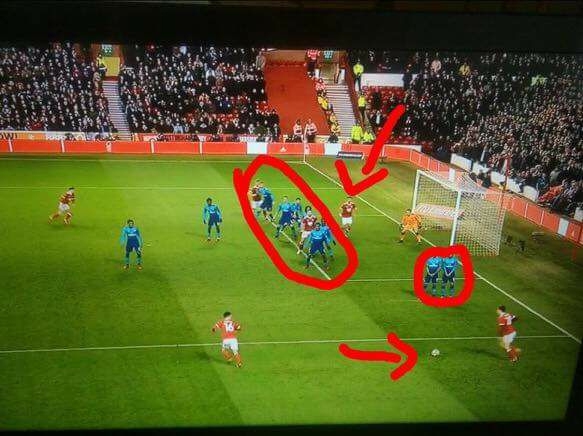 Amatorskie ustawienie piłkarzy Arsenalu przy golu na 0-1... xD