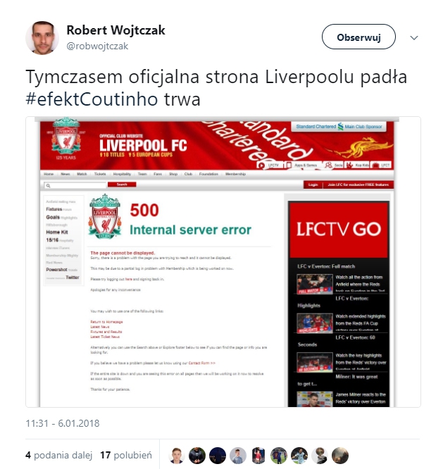Oficjalna strona Liverpoolu po transferze Coutinho... :D