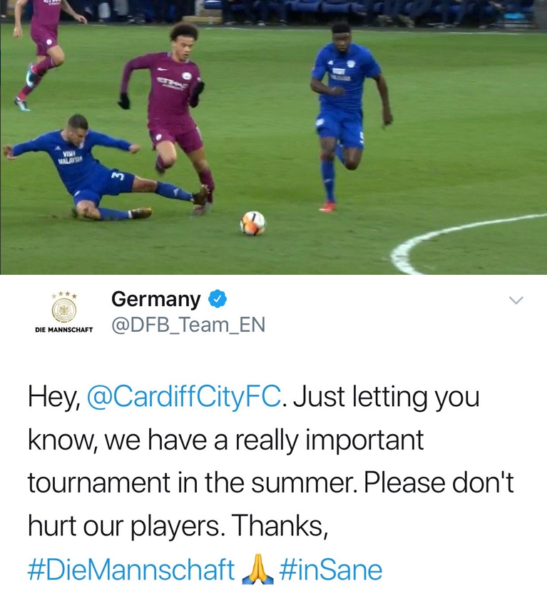 Reakcja reprezentacji Niemiec po brutalnym faulu na Sane