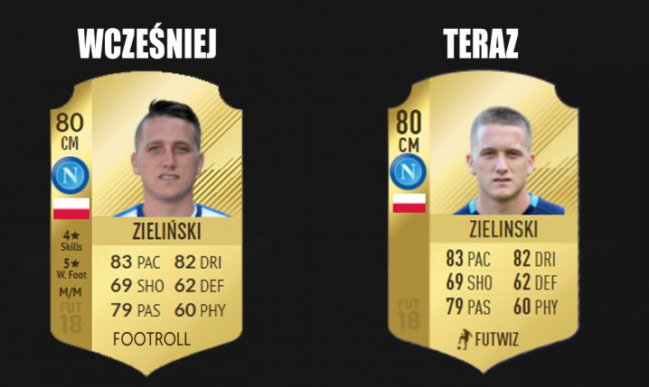 Odświeżona karta Piotra Zielińskiego w FIFA 18