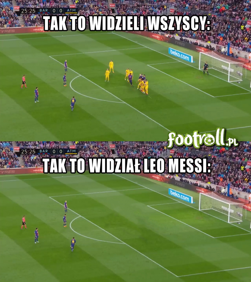 Leo Messi inaczej widział ten rzut wolny... :D