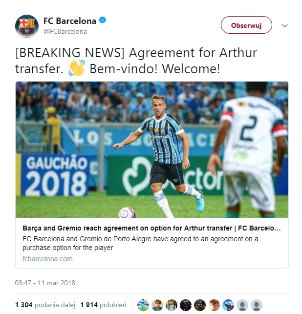 OFICJALNIE! Jest porozumienie ws. transferu Arthura do Barcelony!