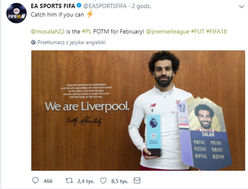 Salah dostał specjalną kartę w FIFA 18!