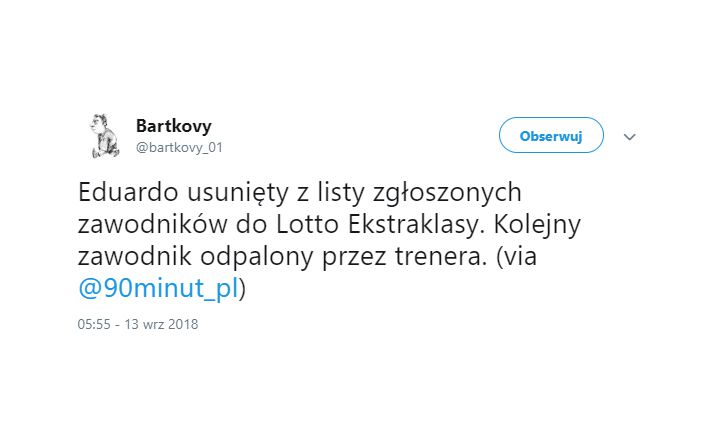 Eduardo USUNIĘTY z kadry Legii Warszawa