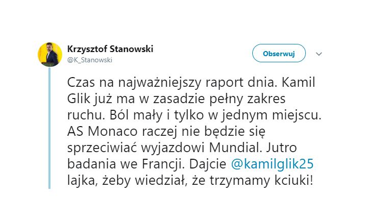 Najnowsze wieści ws. urazu Kamila Glika!