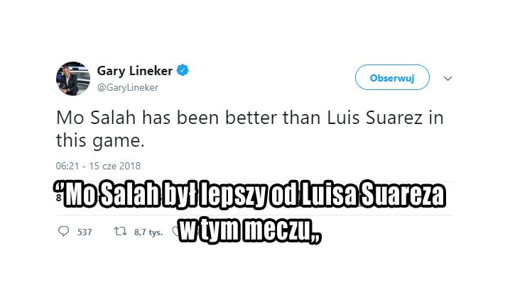 Lineker zakpił z formy Luisa Suareza... :D