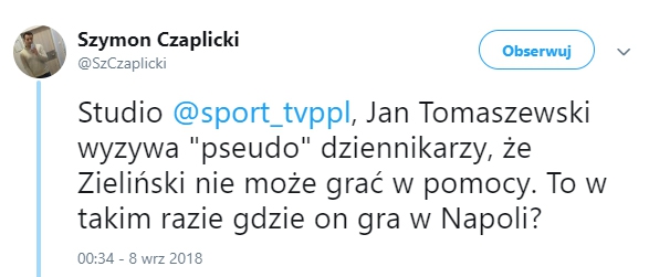 Jan Tomaszewski o pozycji Zielińskiego... :D