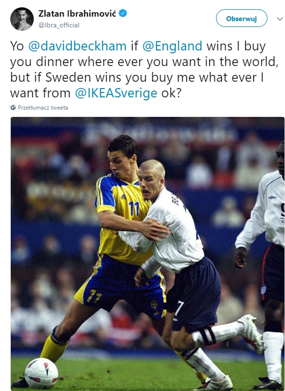 Ibrahimović chce się założyć z Beckhamem... :D