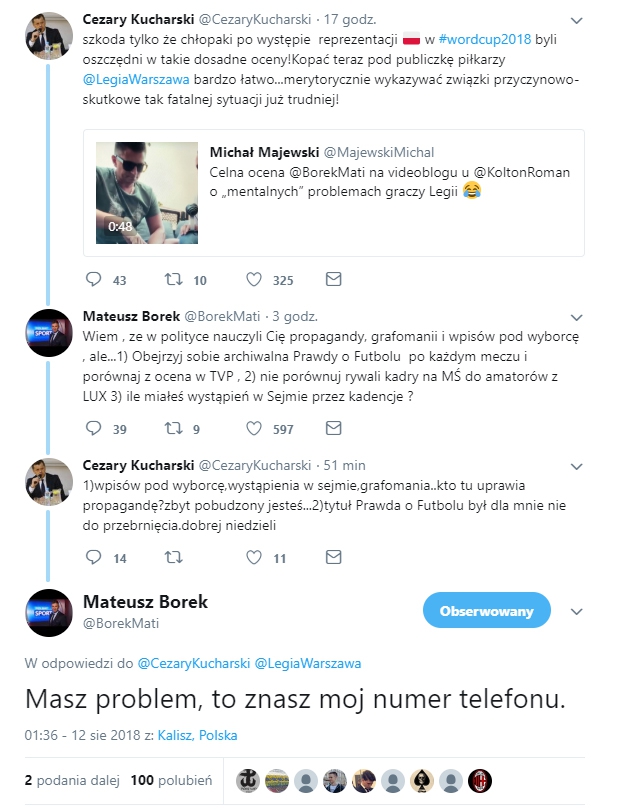 Ostre spięcie Borka z Kucharskim na Twitterze