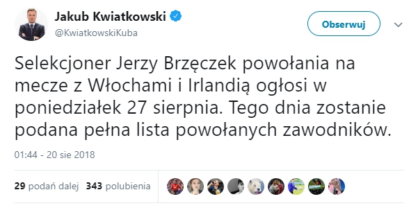 Jerzy Brzęczek zmienił sposób ogłaszania powołań