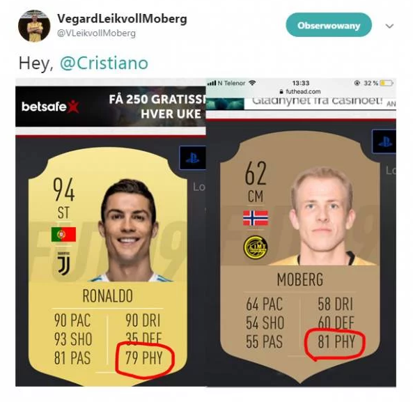 Moberg pokazał w czym jest lepszy od CR7 w FIFA 19... :D