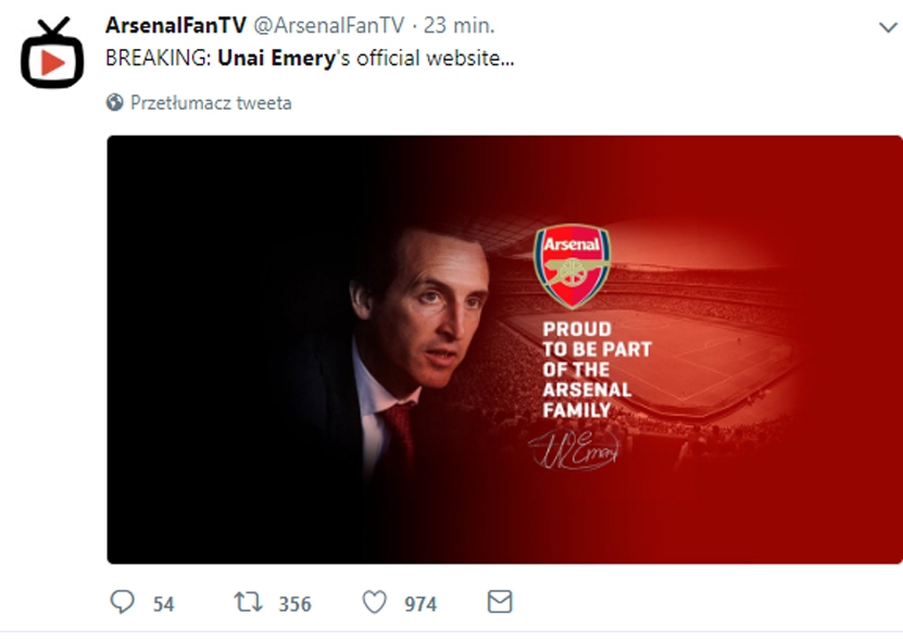 Komunikat na oficjalnej stronie Unaia Emery'ego! Wpadka czy atak hakerski?