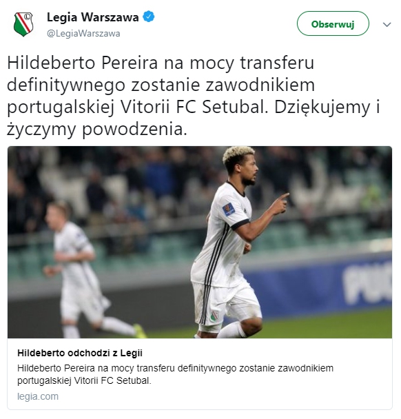 OFICJALNIE! Legia SPRZEDAŁA Hildeberto!