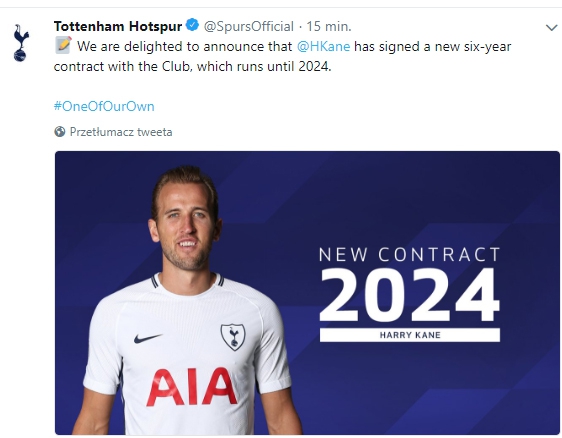 Nowy kontrakt Kane'a!
