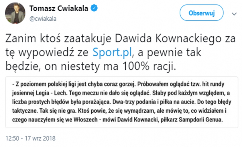 Dawid Kownacki szczerze o meczu Legia - Lech