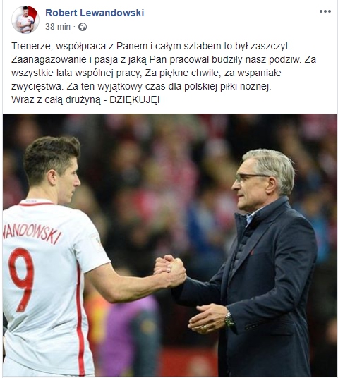 Tak Lewandowski pożegnał Nawałkę