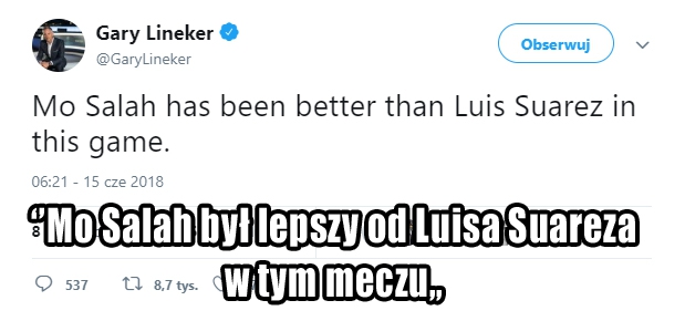 Lineker zakpił z formy Luisa Suareza... :D