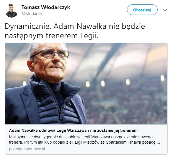 ''PS'': Adam Nawałka odmówił Legii
