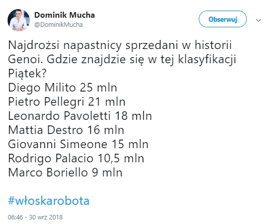 NAJDROŻEJ sprzedani napastnicy w historii Genoi!