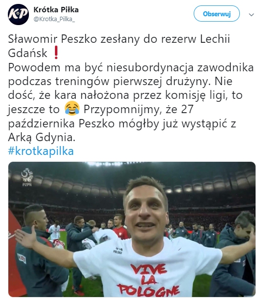 Sławomir Peszko ODSUNIĘTY od pierwszej drużyny Lechii Gdańsk!