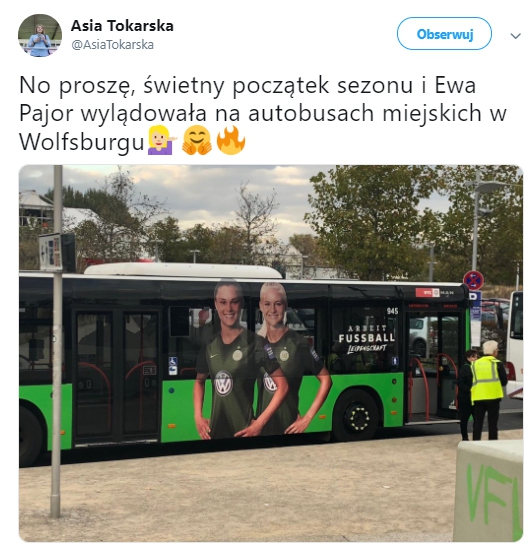 Ewa Pajor na autobusach w Wolfsburgu