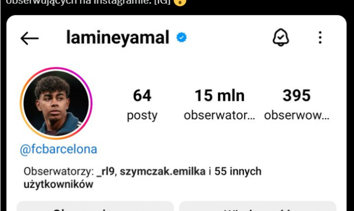 Tyle OBSERWUJĄCYCH przybyło Yamalowi na IG przez 6 dni XD