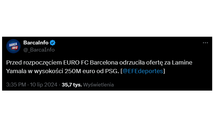 HIT! Tyle przed EURO PSG OFEROWAŁO Barcelonie za Yamala o.O