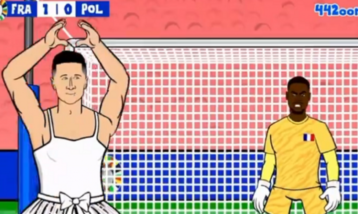 ''KRESKÓWKA'' wyśmiewająca rzut karny Lewego w meczu z Francją xD [VIDEO]