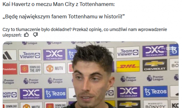 SŁOWA Kaia Havertza przed meczem Manchesteru City z Tottenhamem xD