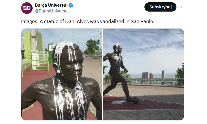 Tak teraz wygląda STATUA Daniego Alvesa w Sao Paulo