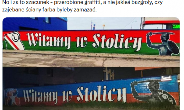 Kibice Wisły Kraków PRZEROBILI graffiti Legii w Warszawie O.o