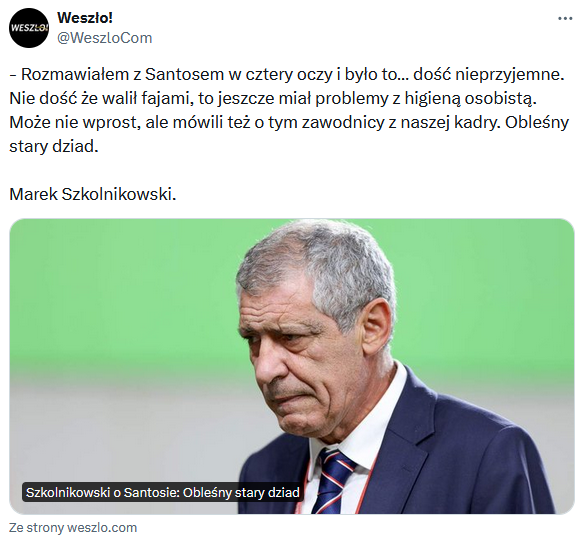 Były szef TVP Sport ostro PODSUMOWAŁ Fernando Santosa!