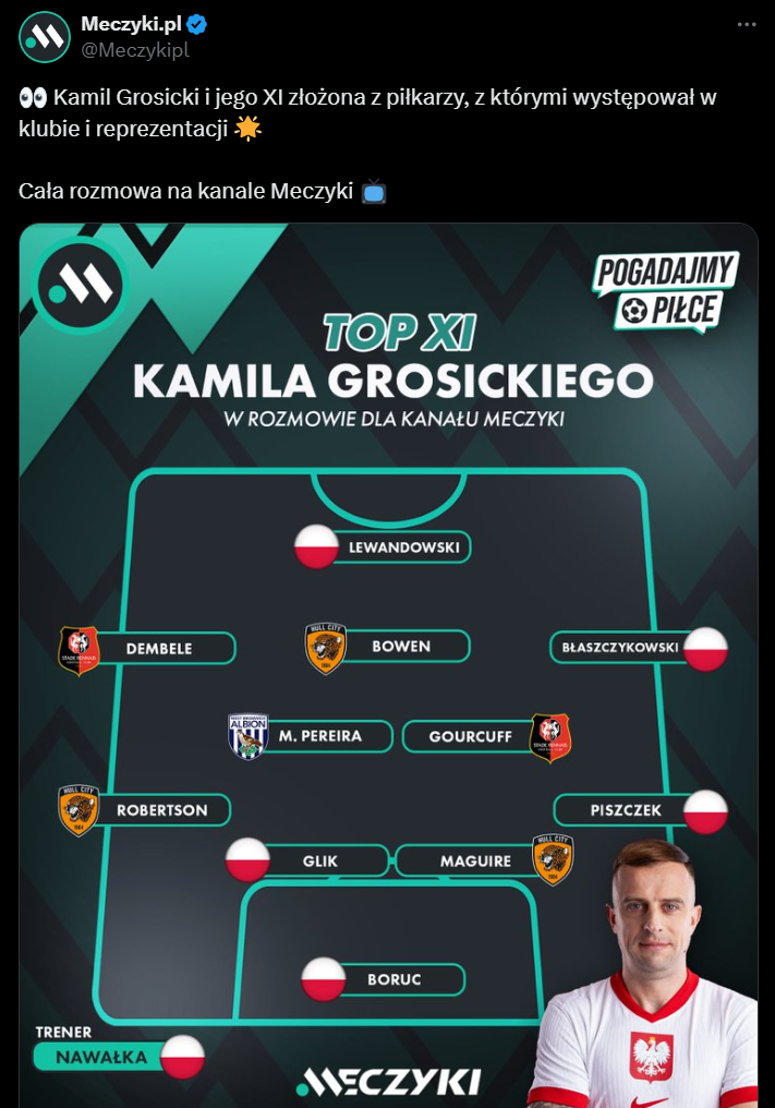 Kamil Grosicki wybrał NAJLEPSZĄ XI piłkarzy, z którymi grał!