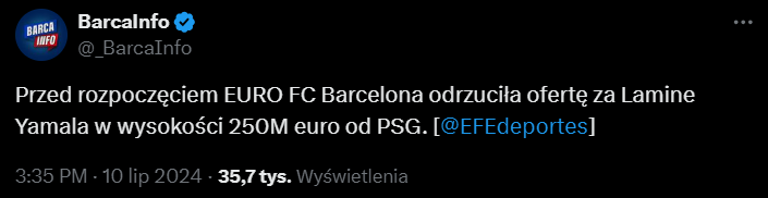 HIT! Tyle przed EURO PSG OFEROWAŁO Barcelonie za Yamala o.O