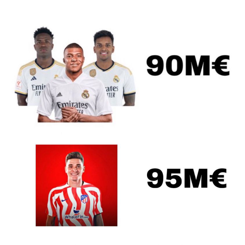 90 mln euro WYDANE przez Pereza vs. 95 mln euro WYDANE przez Atletico XD