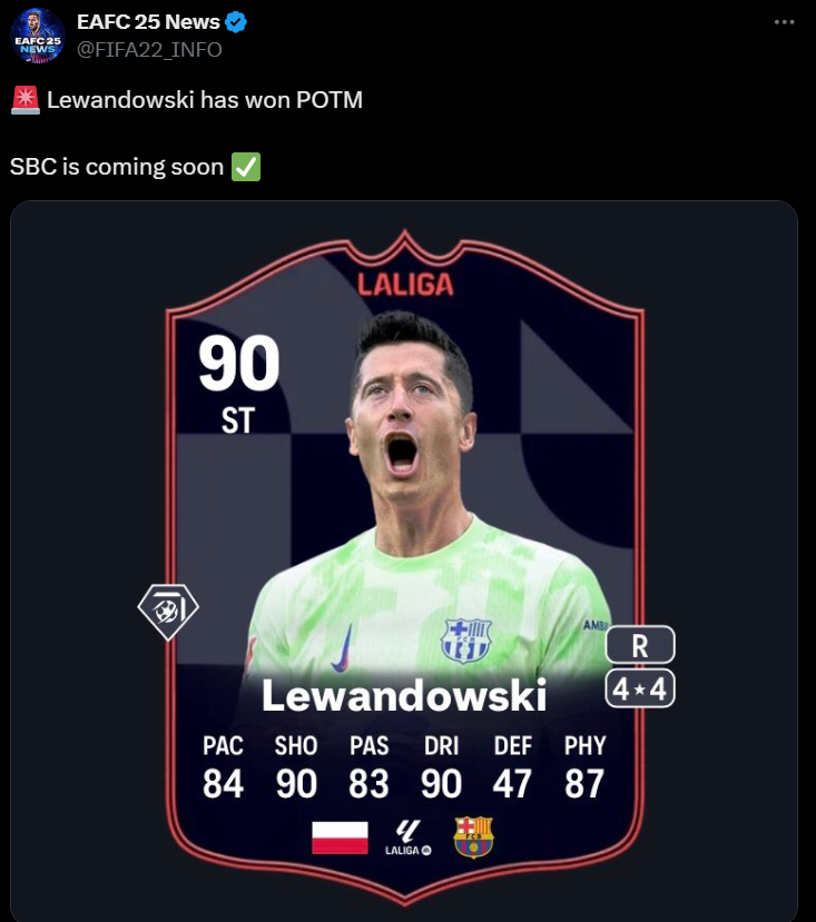 KARTA POTM Roberta Lewandowskiego w EA Sports FC 25!