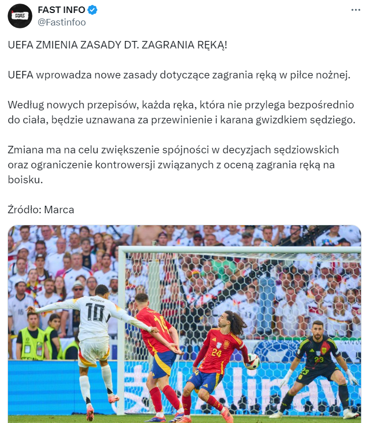 UEFA ZMIENIA ZASADY dot. zagrań ręką! O.o Od teraz...