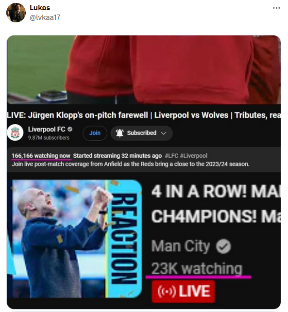 OGLĄDALNOŚĆ LIVE pożegnania Jurgena Kloppa vs mistrzostwa Manchesteru City XD