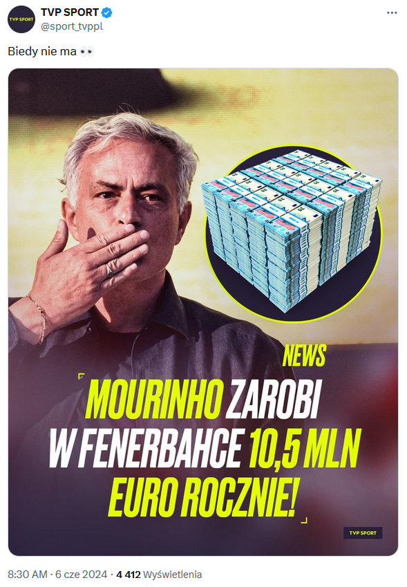 HIT! Oto ROCZNA PENSJA Jose Mourinho w Fenerbahce!